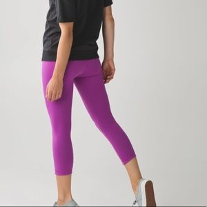 Lululemon bright purple/magenta/violet wunder under crop new with pull tag sz 6